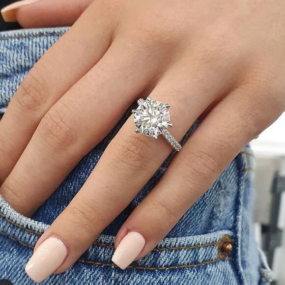 14k Solid Real white gold Engagement Ring